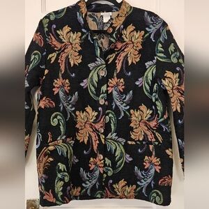 Vintage Leslie Fay Vibrant Floral Tapestry Jacket Size 10
